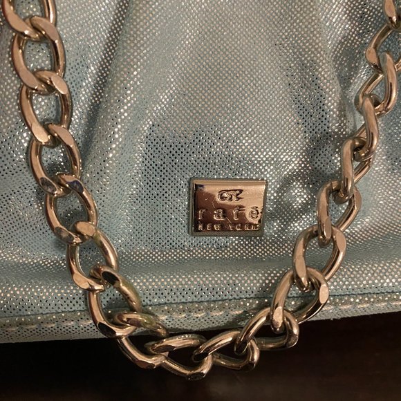 Rafe New York Mini Handbag Teal and Silver with Butterflies Flowers - Picture 5 of 8
